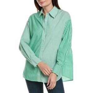 CAbi Green Striped oversized dads Shirt